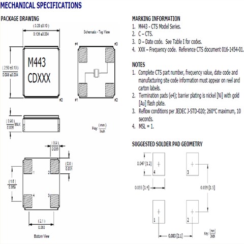 CTS晶振,贴片晶振,443晶振