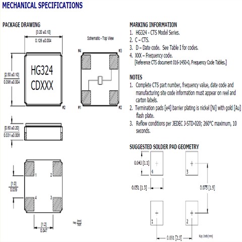 CTS晶振,贴片晶振,HG324晶振