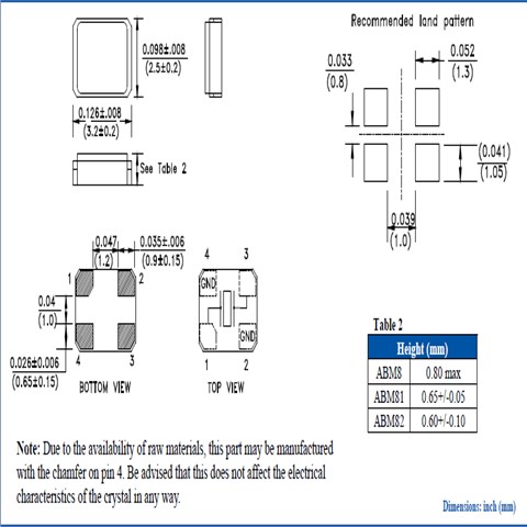 ABM8晶体谐振器,ABM8-24.000MHZ-D2-T,3225贴片晶振
