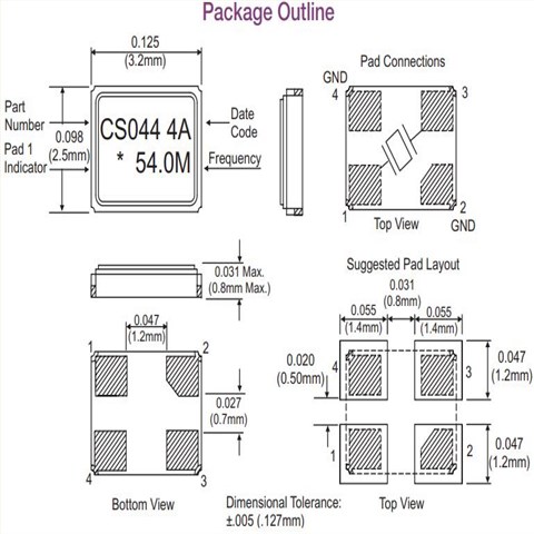 CS-044-054.0M,3225进口石英晶振,美国进口ConnorWinfield晶振