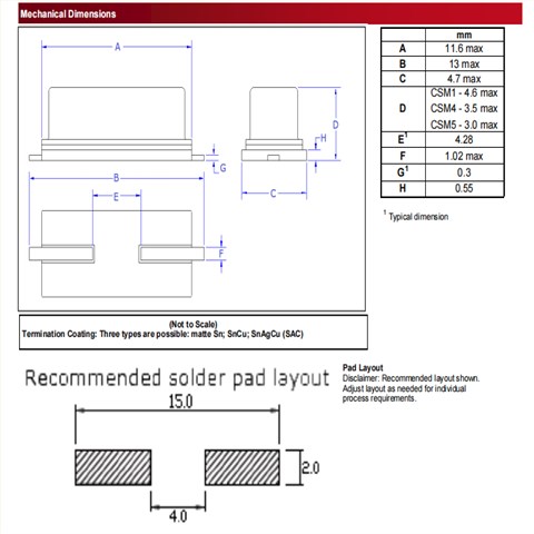 CSM4Z-A2B3C3-60-8.0D18谐振器,卡迪纳尔49SMD晶体