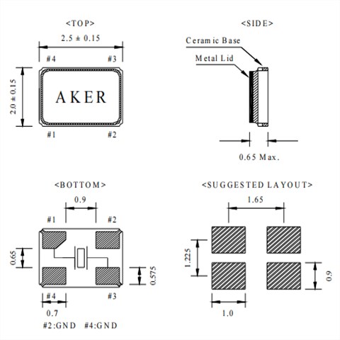 2520贴片石英晶体,C2E-20.000-10-2050-X1-R谐振器