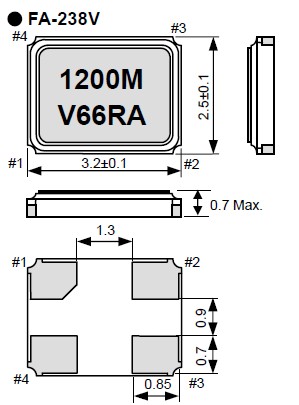 FA - 238V晶振,金属表面贴装晶振,3225无源SMD谐振器